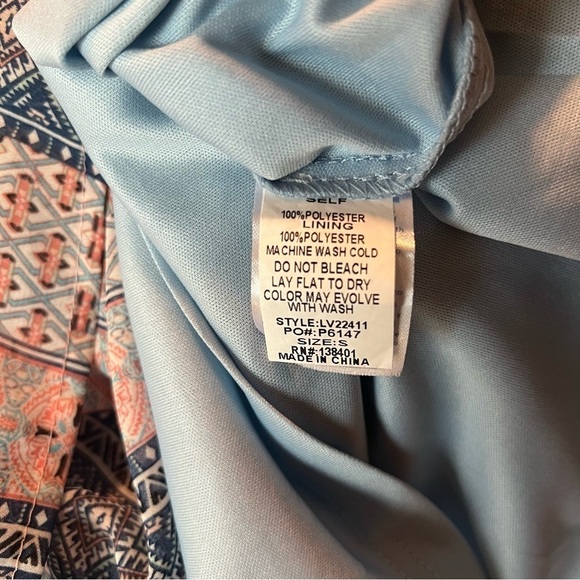 L Love Bohemian Print 3/4 Sleeve Shift Dress Blue & Pink Women’s Size Small - Picture 10 of 10